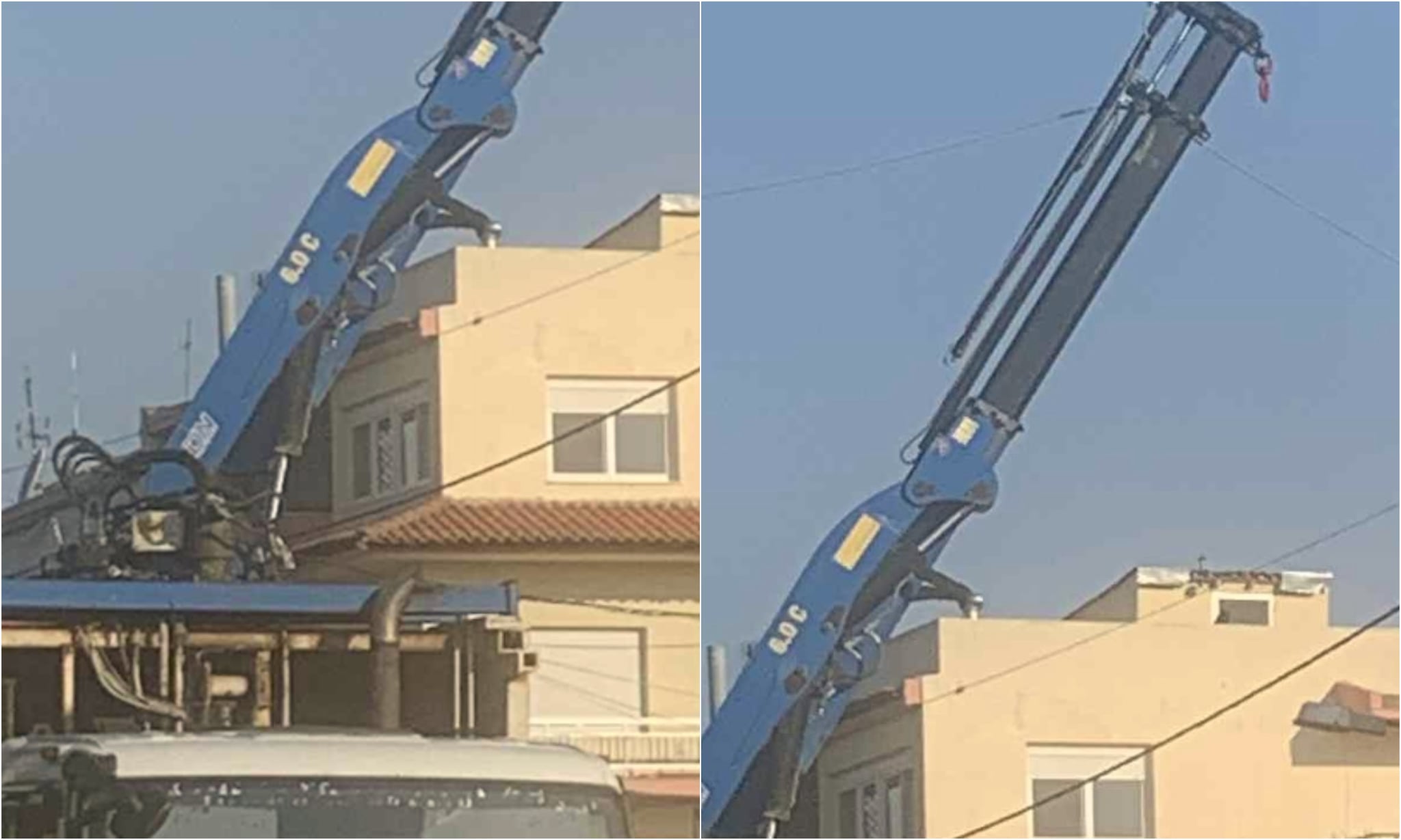 Γερανός σκάλωσε σε καλώδια της ΔΕΗ στη Νέα Χιλή Αλεξανδρούπολης