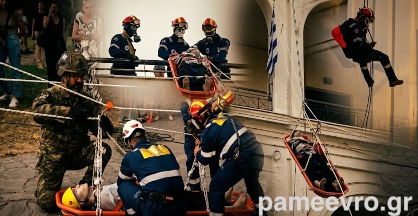 Επίδειξη ειδικής διάσωσης της ΛΕΔ Έβρου στην πρώην Τράπεζα της Ελλάδος στην Αλεξανδρούπολη