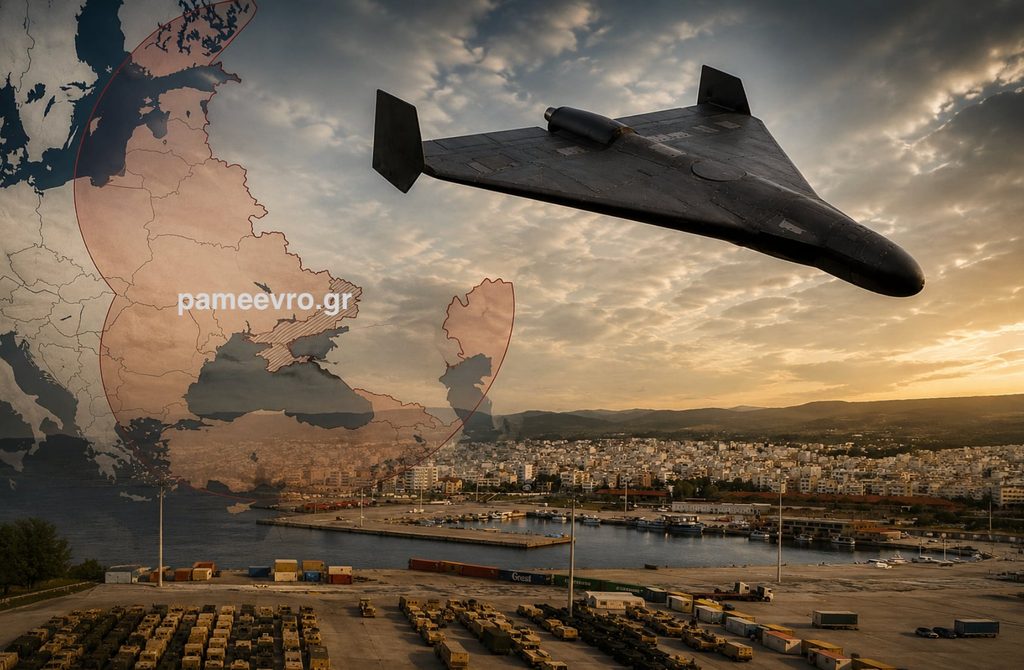 ρωσικά drones - Χάρτης θεωρητικού βεληνεκούς προς την ανατολική πτέρυγα του ΝΑΤΟ και την Αλεξανδρούπολη