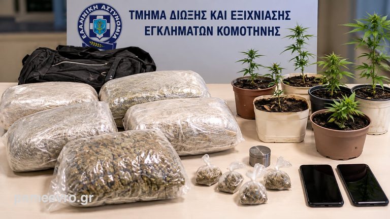 Κομοτηνή: Μπλόκο σε Ι.Χ. με 5,4 κιλά κάνναβης – Έφοδος με τον σκύλο «SANDY» σε σπίτι