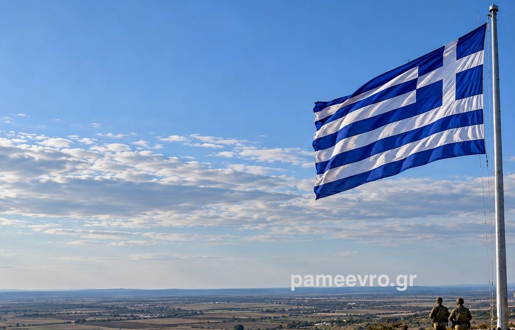Σημαία 12x8 μέτρων στον Δίλοφο του Έβρου σε ιστό άνω των 20 μέτρων